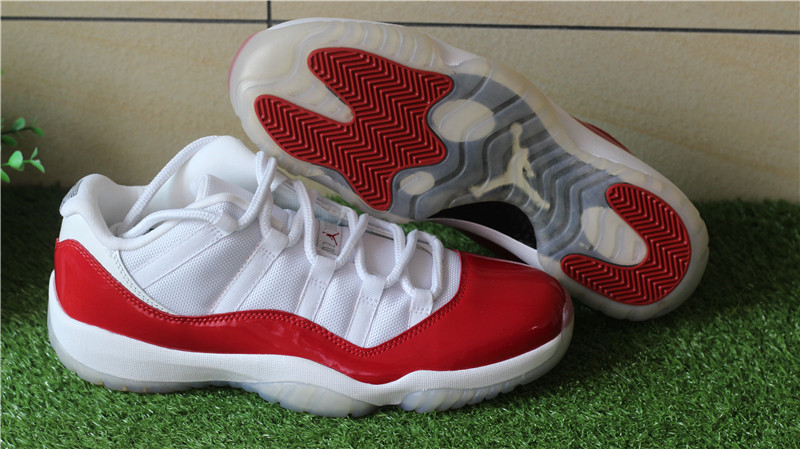 Authentic Air Jordan 11 Low White Varsity Red Cherry